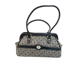Women's Satchel Handbag Black Grey Double Handle Hidden Compartment Zip Closure